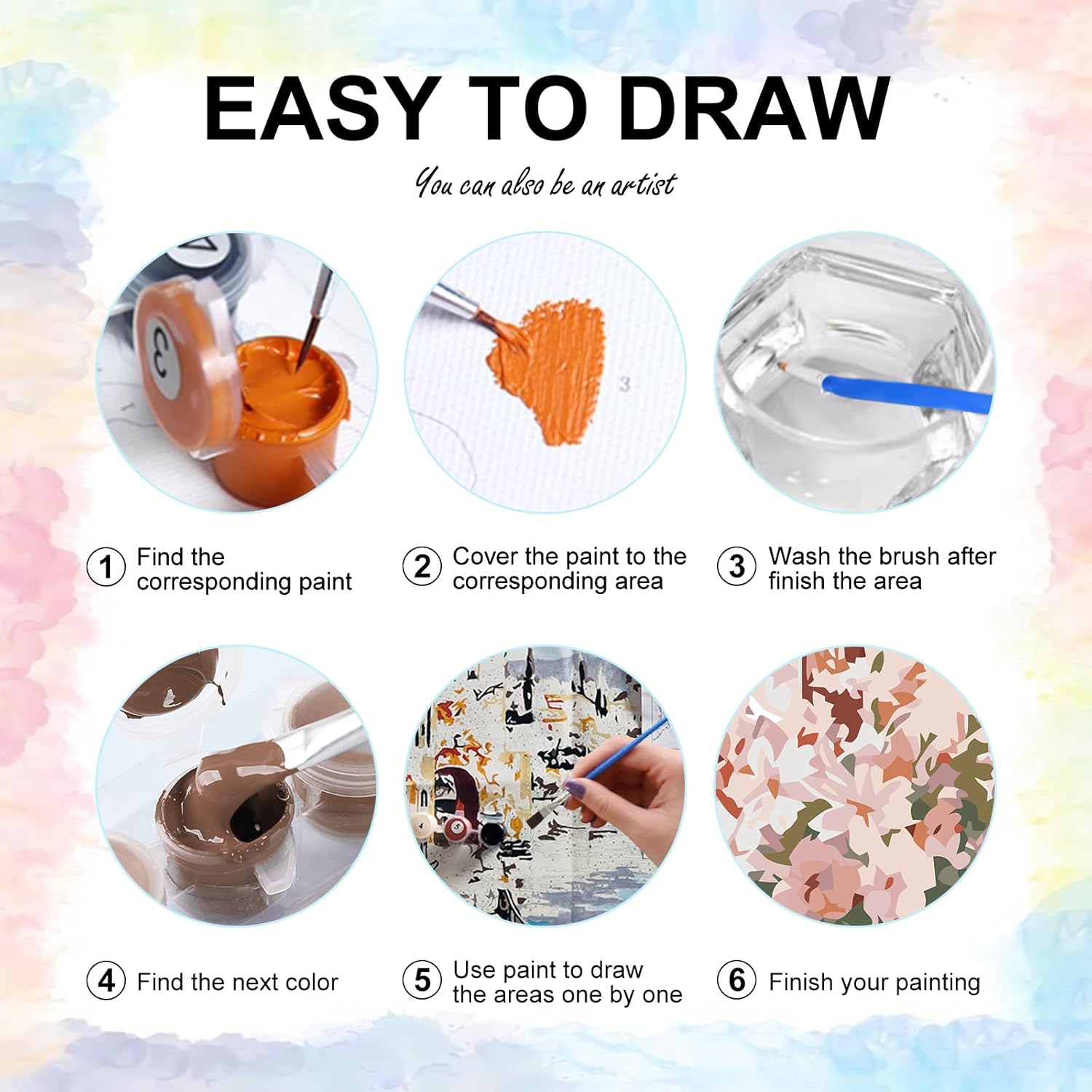 Yezavesu 6 Pack Paint by Numbers Kit for Adults Beginner 8x12 Inch, Jesus Adult Paint by Number Kits on Canvas Without Frame, DIY Acrylic Christ Religious Painting by Numbers for Home Wall Decor Gift