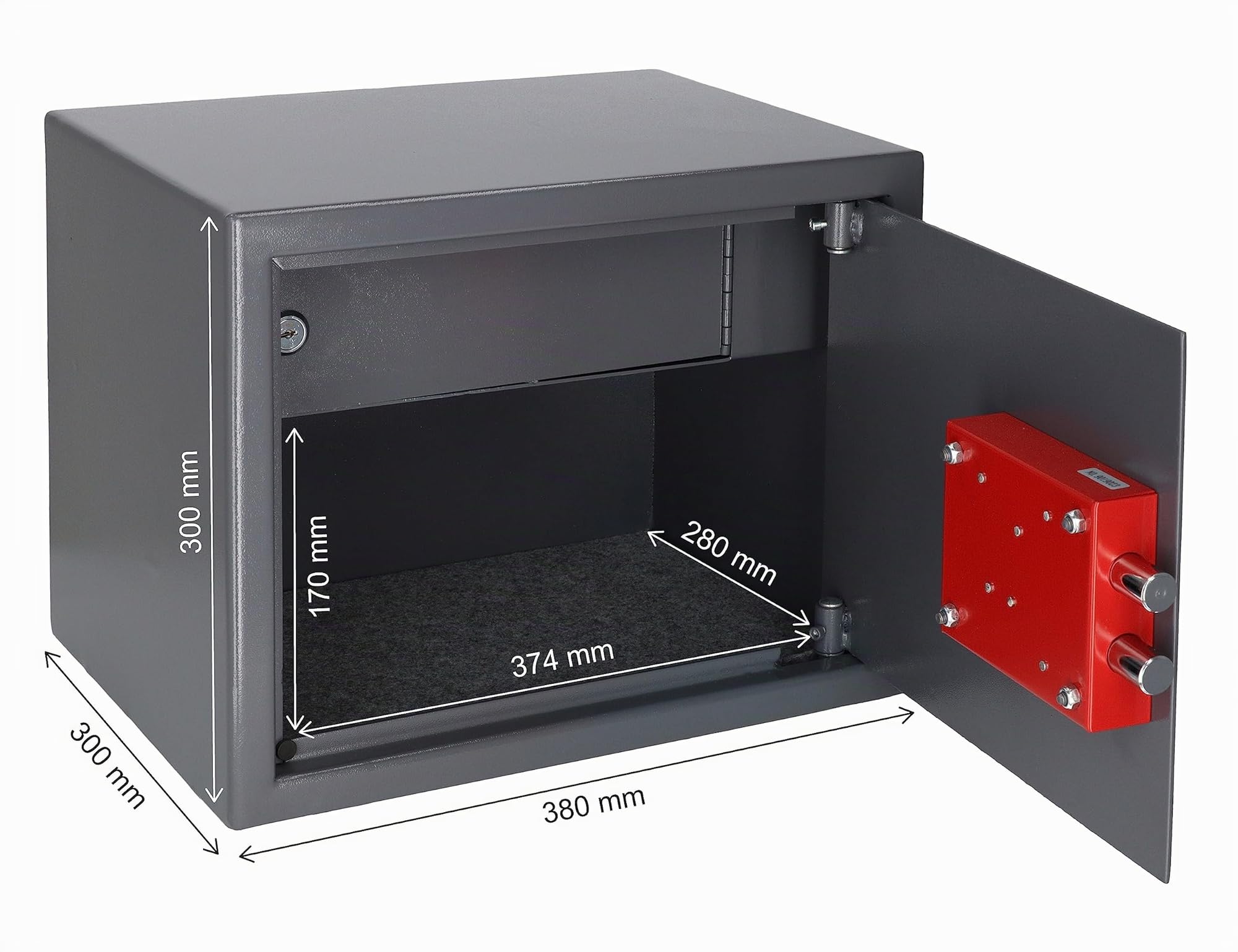 Caja Fuerte con Llave 30x38x30cm 30L Pared Gruesa para Seguridad Hogar