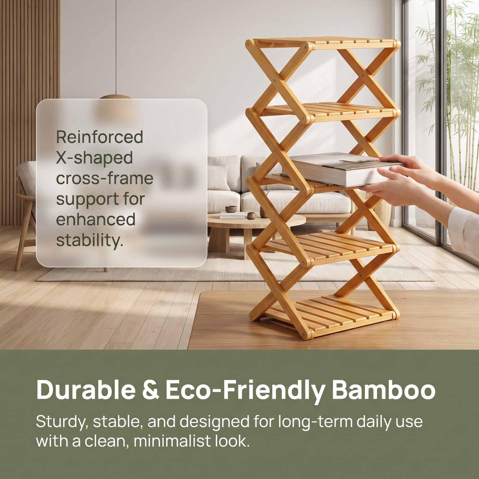 Étagère De Rangement En Bambou Pré-assemblée À 9 Niveaux — Étagère À Chaussures Dangle Pliable En Bambou | Étagère À Chaussures Étroite Et Peu Encombrante (aucun Assemblage Requis) — Idéale Pour