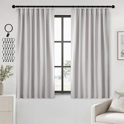 Miniatura 41 de ANRODUO - Cortinas opacas del 99% para dormitorio y sala de estar, con aislamiento térmico, trabillas traseras, bolsillo para cortinero, plisadas
