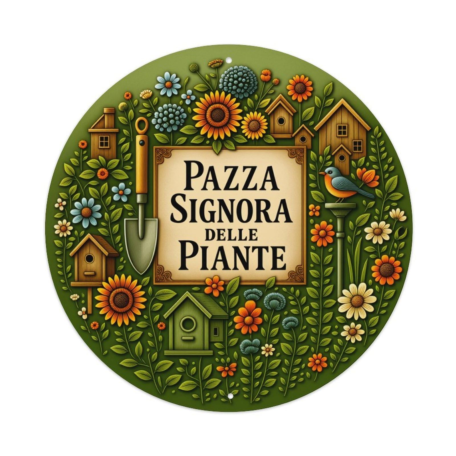 Floral Garden Birdhouse Sign Round Tin Sign Vintage Style Metal Sign Home Bar Garden Wall Plaque Decor Metal Poster 8x8 Inch