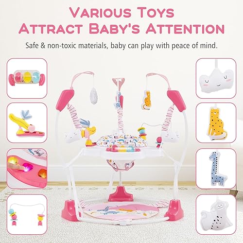 Miniatura 3 de INFANS Centro de actividades para bebés, centro de juego 3 en 1 con música, luces, juguetes interactivos, asiento giratorio de 360, 3 alturas