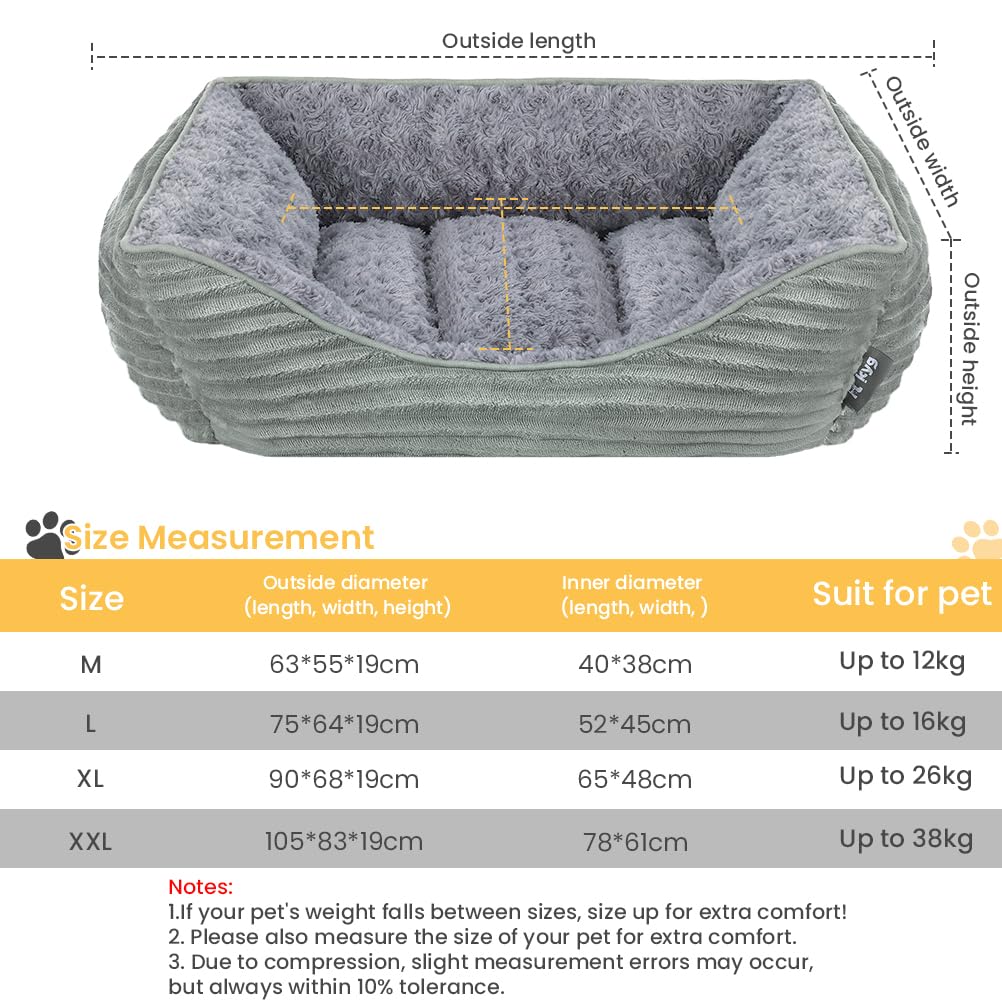 KYG Cama para Perros Medianas, Cama Perro Lavable, Cesta para Perros Mullida, Colchón para Perro Suave y Cálido, 75 x 64 x 19cm