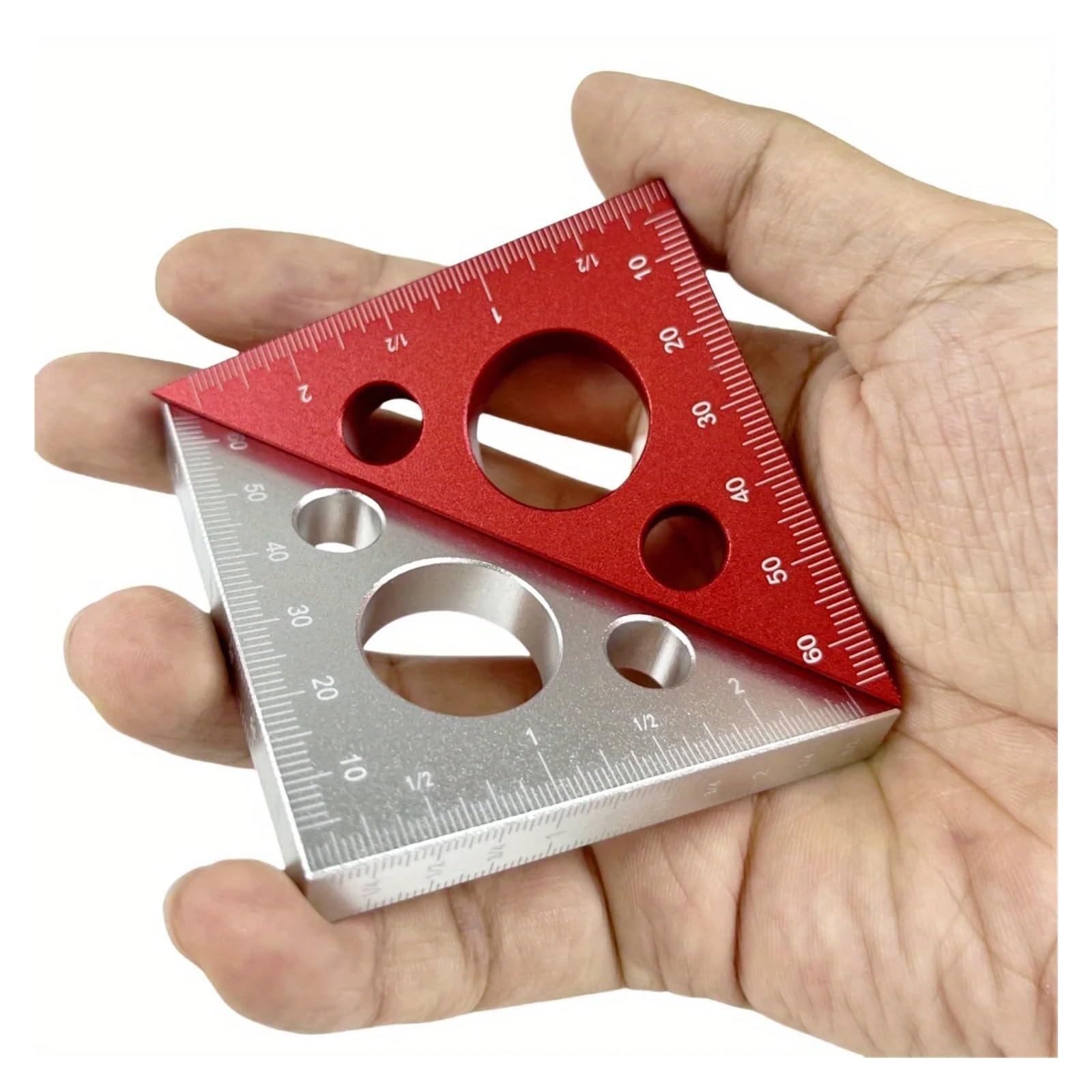 Suwmiarka Cyfrowa, Linijka kątowa aluminiowa stolarska trójkątna Skale Kątownik stolarski Narzędzia do pomiaru wysokości Wskaźnik(2pcs)