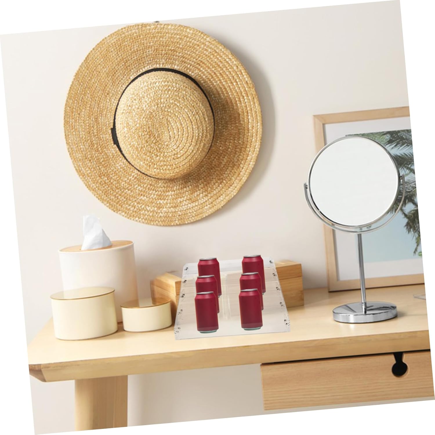 Luxshiny 5Tier Acrylic Beverage Display Stand Riser Organizer for Drinks Yogurt Figures Easy Setup Clear Visibility and Versatile Compatibility for Bedroom and Buffet