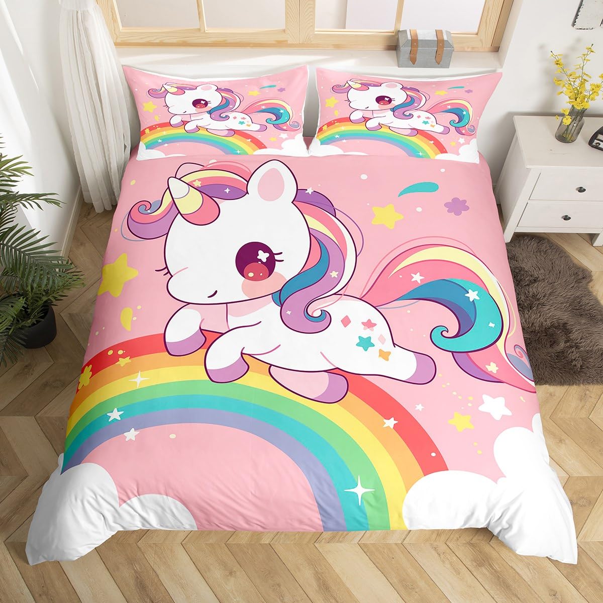 Parure de lit licorne rose, le cadeau idéal pour chambre d'enfant