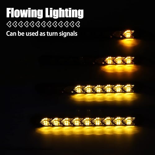 Miniatura 2 de Luces de circulación diurna de 10 pulgadas, 9 luces LED blancas de 12 V, flecha ámbar, luces direccionales de giro secuenciales, luces LED DRL de 10