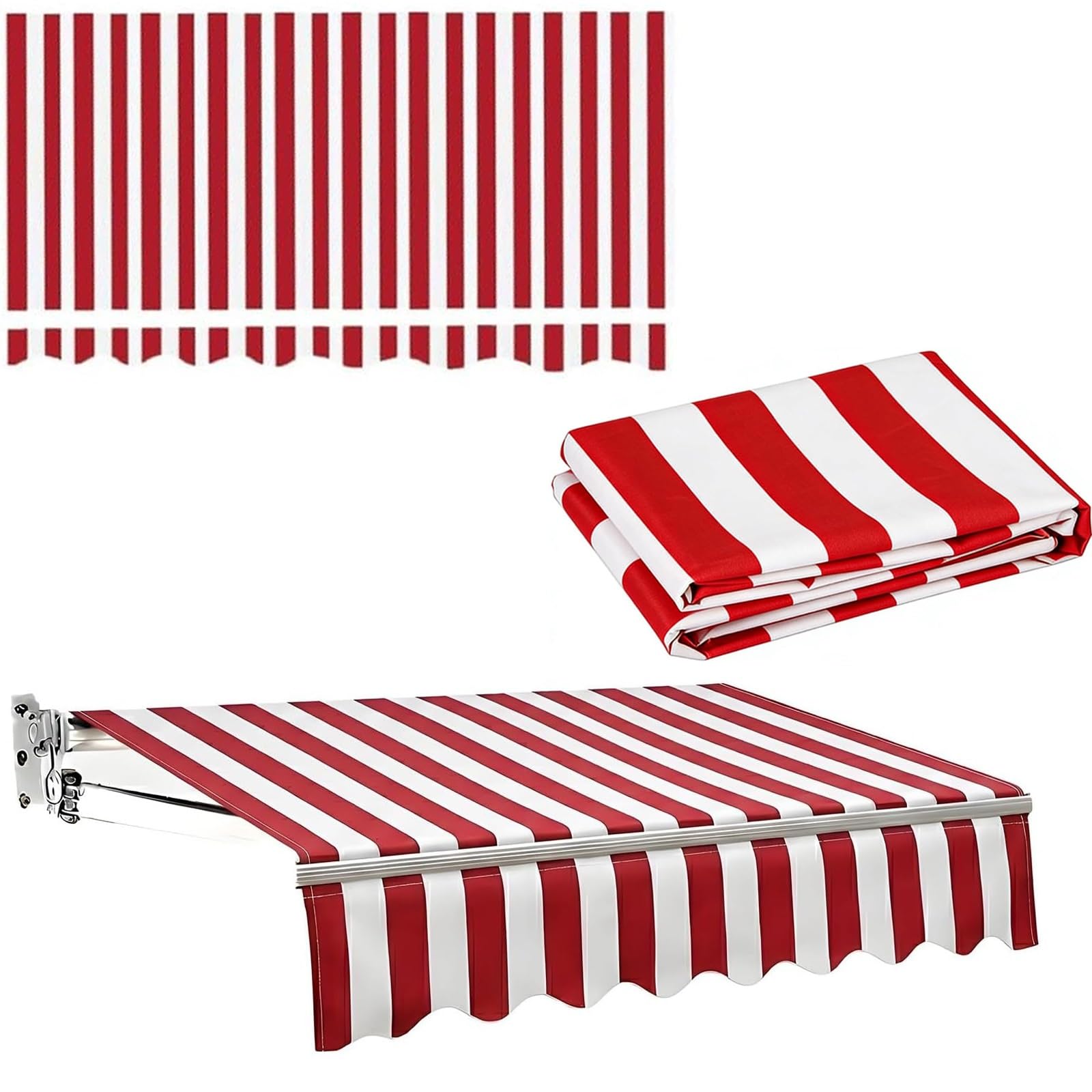 ROFBIHG Retractable Patio Awning Replacement Fabric, Manual Retractable Awning Sunshade Shelter Canvas Water-resistant, Heavy Duty Cover for Garden Sunscreen Canopy(Red,2x1.5m(6.6x5ft))