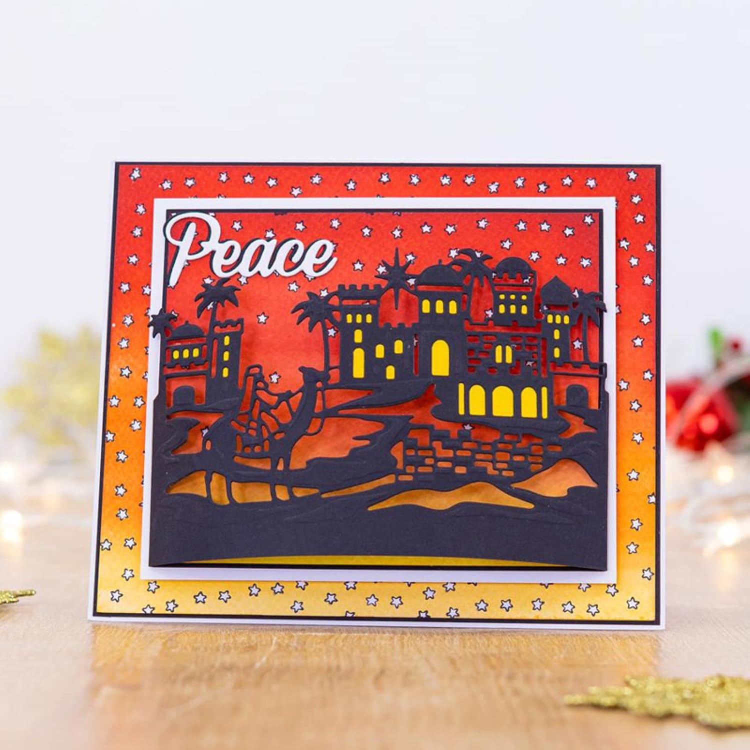Town of Bethlehem Nativity Christmas Eve Holy Night Scene Frame Metal Cutting Dies DIY Scrapbooking Embossing Album Stencil Craft Cardmaking,Template Paper Craft