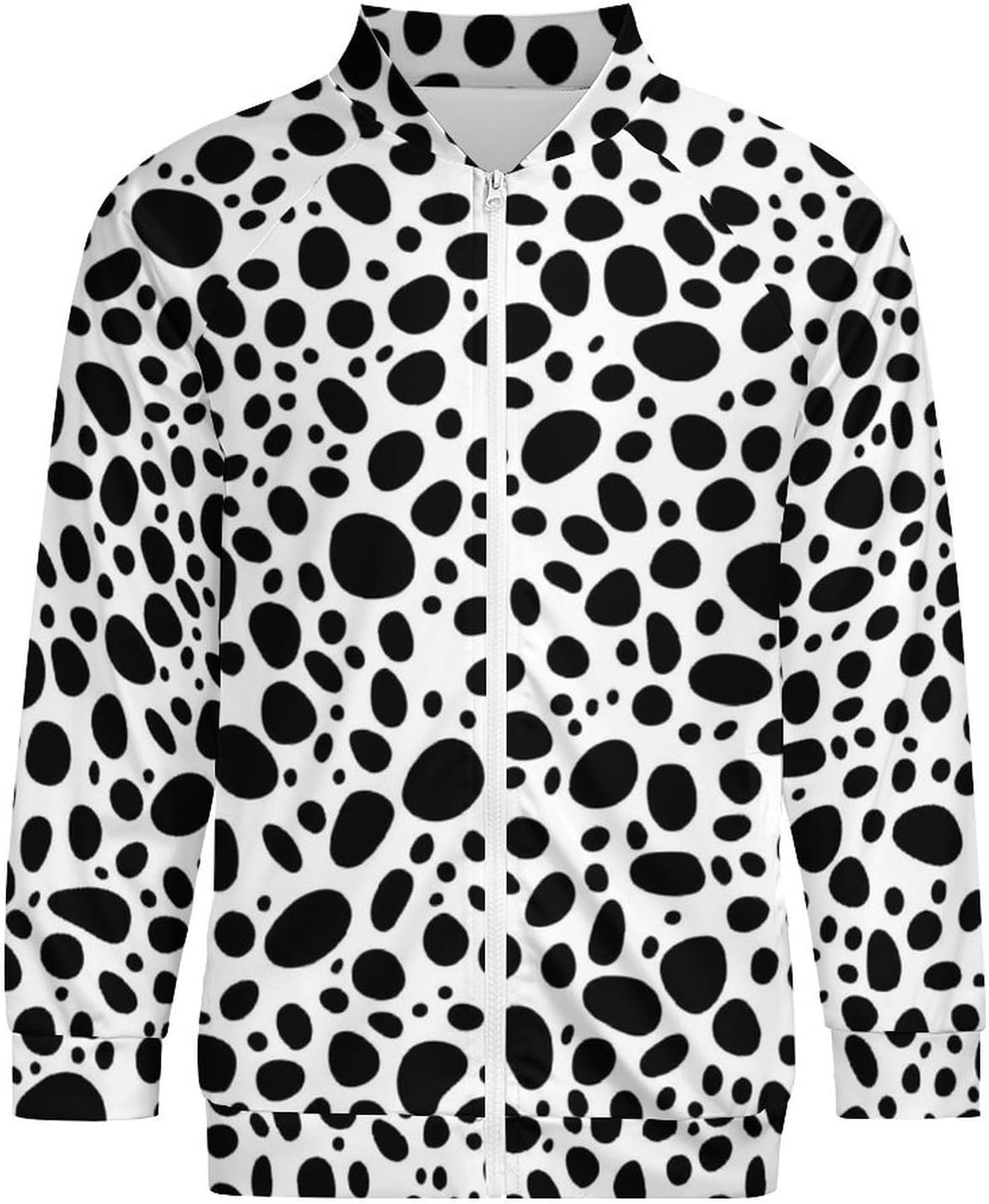 Cow Dalmatian Dog Printed Men's Zip Up Sweatshirt Casual Sweater Jackets Long Sleeve Tops Lightweight Coat