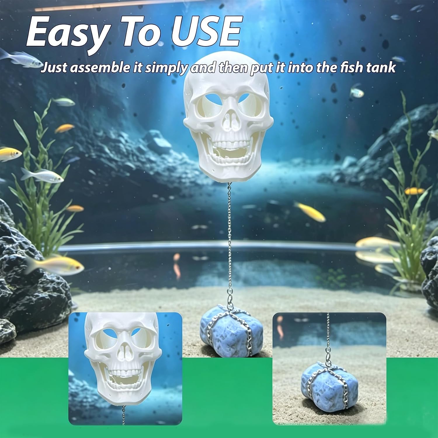 Floating Fish Tank Decoration,Skull Aquarium Decor image 5