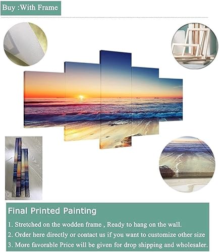 Miniatura 5 de MIJIE -Arte abstracto grande de 5 piezas de arte moderno enmarcado lienzo impresiones artísticas decoración - Logística carga avión envío póster de
