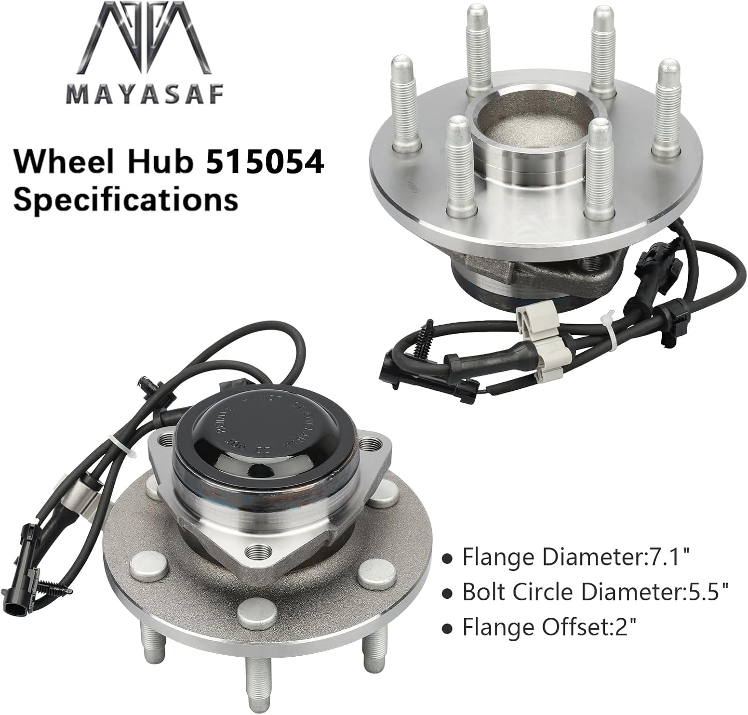 MAYASAF 515054 [2WD Only] Front Wheel Hub Bearing Assembly for Chevy 1999-06 Silverado(Sierra) 1500, 2000-06 Tahoe/Yukon/Escalade/Suburban(Yukon XL) 1500, 2003-13 Express(Savana) 1500(2003-05 2500)