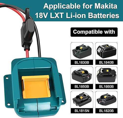 Miniatura 9 de Adaptador de batería de rueda eléctrica para Makita 18V LXT batería con fusible e interruptor conector 14 AWG para BL1850B, BL1860B, BL1830B,