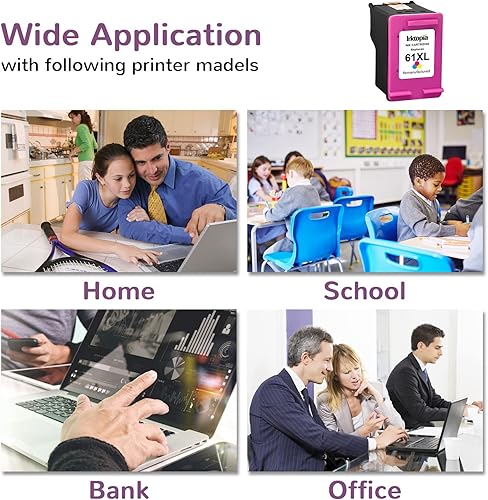 Miniatura 6 de Inktopia Cartuchos de tinta remanufacturados de repuesto para HP 61XL 61 XL para HP Envy 4500 4502 5530 5534 Deskjet 1000 1050 1512 2540 3050 3510