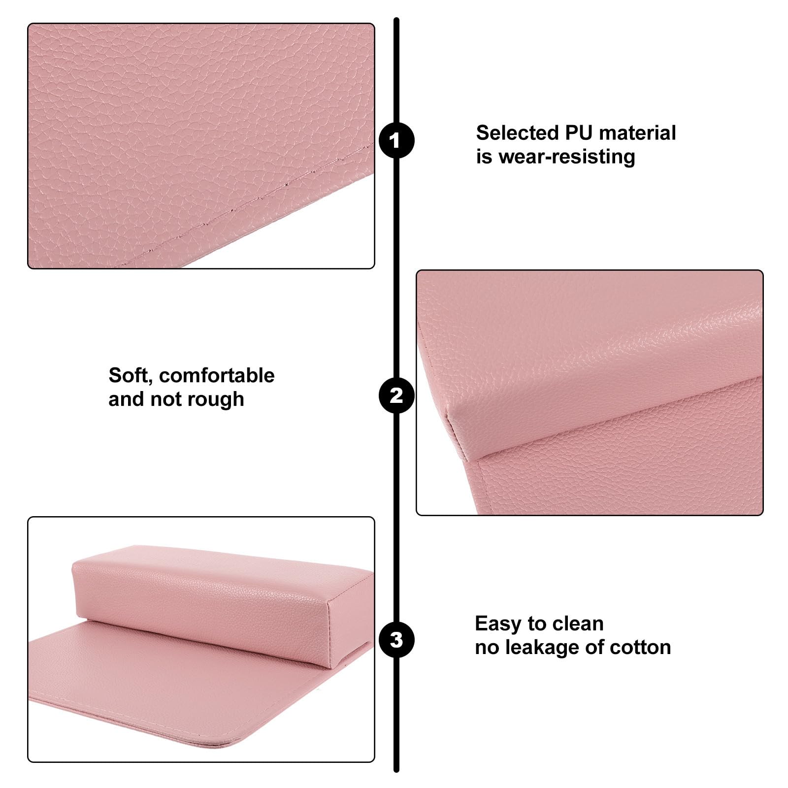 2 Piezas Reposamanos para Manicura Soporte Cómodo, Pu, Rosa