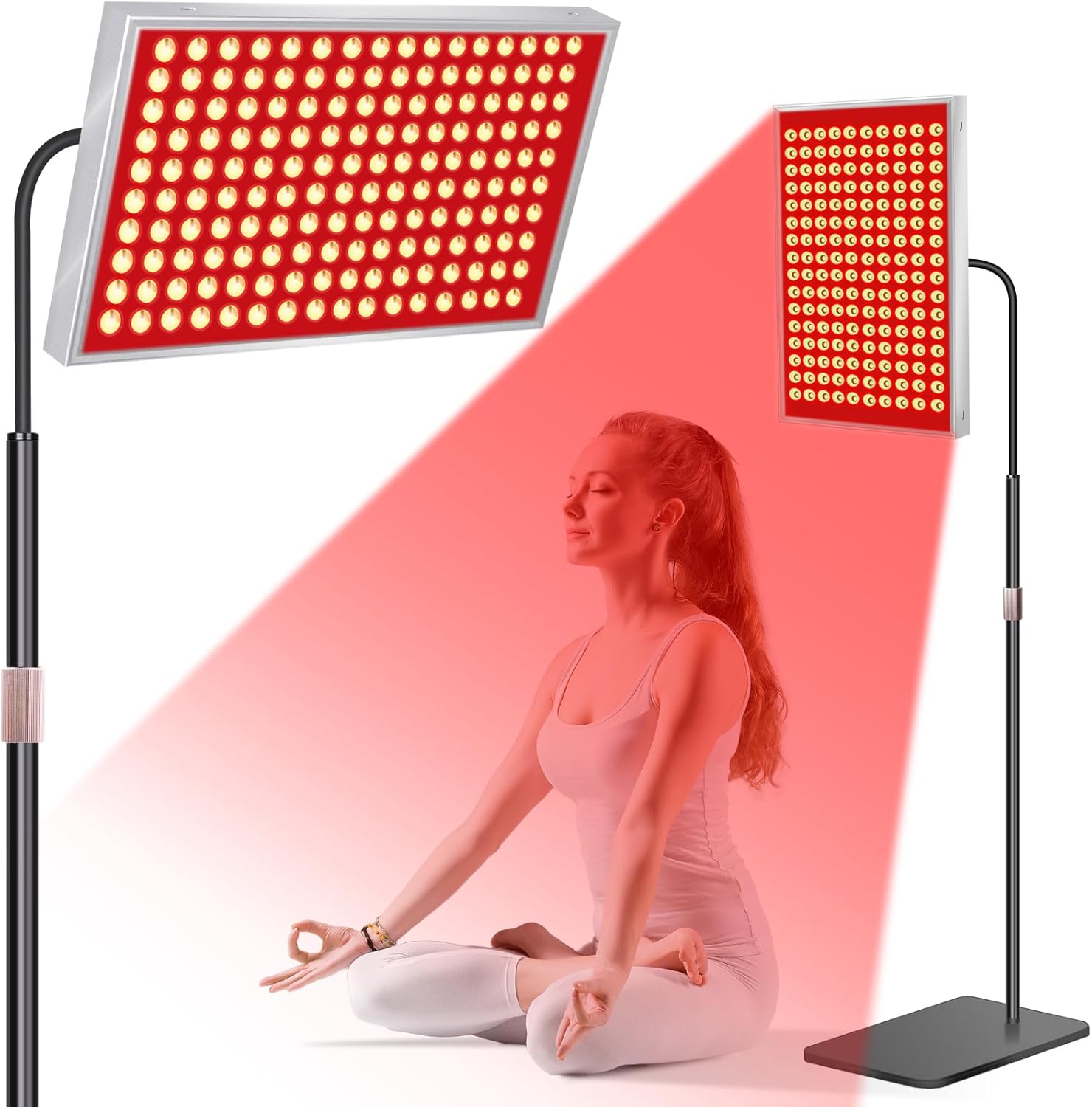 Red Light Therapy for Face & Body, 160 Dual-Wavelength LEDs Red Light Lamp Panel with Stand, 660nm 850nm Near Infrared Redlight Therapy Device for Home Skin Muscle