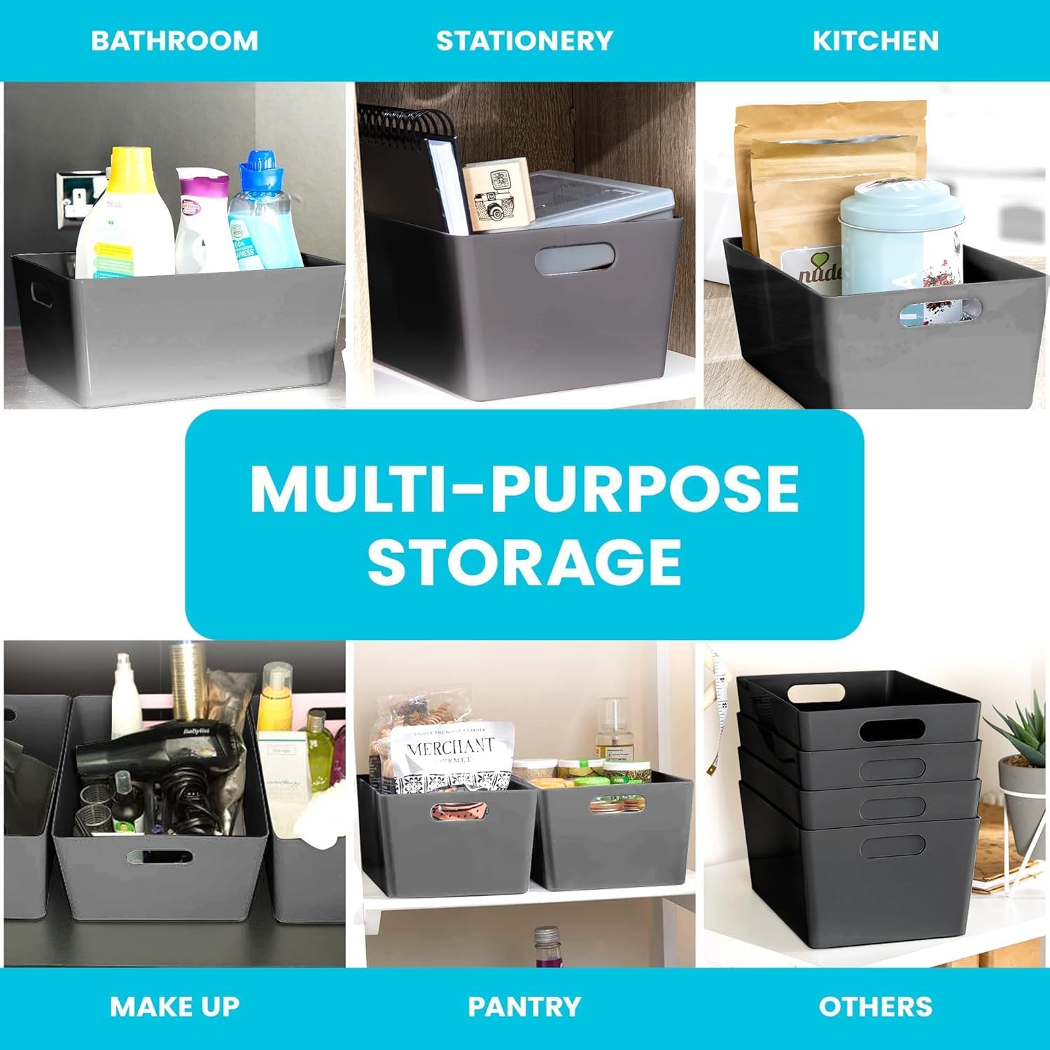 Storage Boxes | Kitchen Storage & Organisation Baskets 5-Pack 3.9L 3.9 litr… thumbnail 7