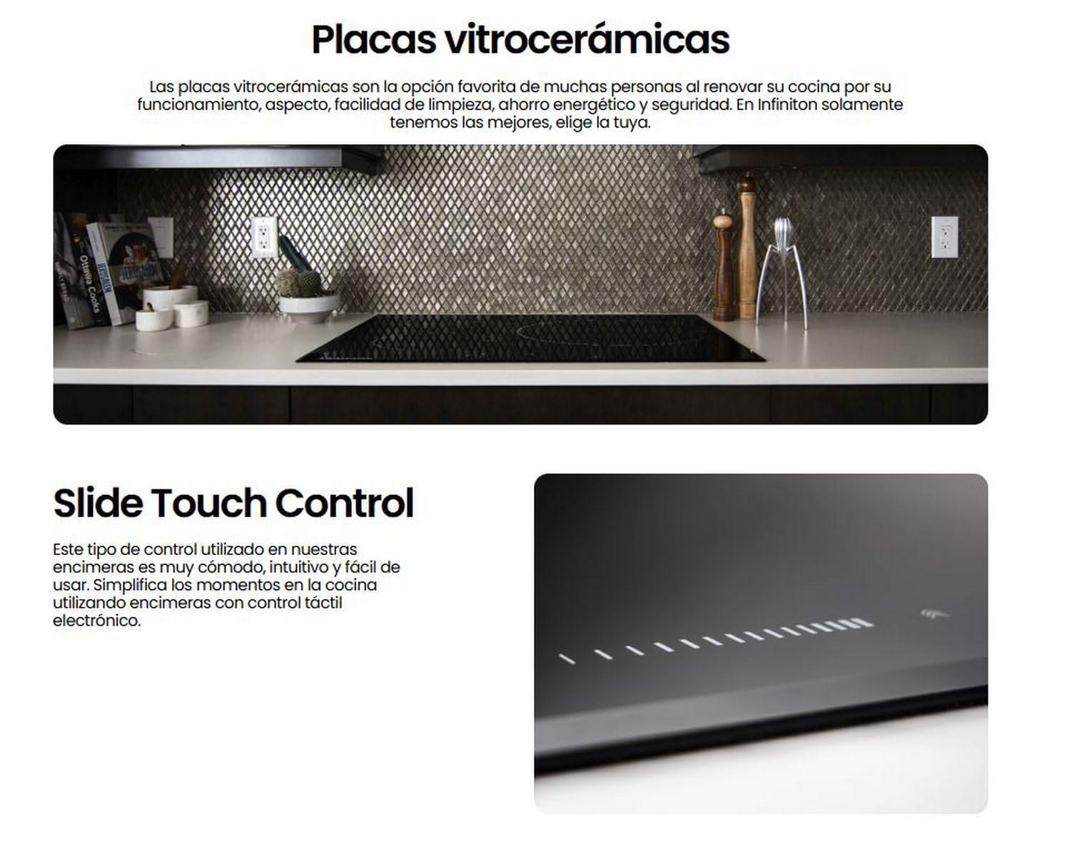 INFINITON - Placa, 3 Zonas, 9 Niveles de potencia, Modo Boost, Control táctil, Luz calor residual, Bloqueo intantíl (VITRO-A35F | Vitroceramica 3 Fuegos)