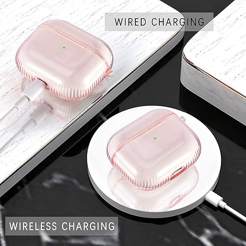 Vista 6 de KOREDA Funda compatible con AirPods 3 2021 de 3ª generación, funda protectora transparente de TPU suave y transparente con llavero para AirPod 3,