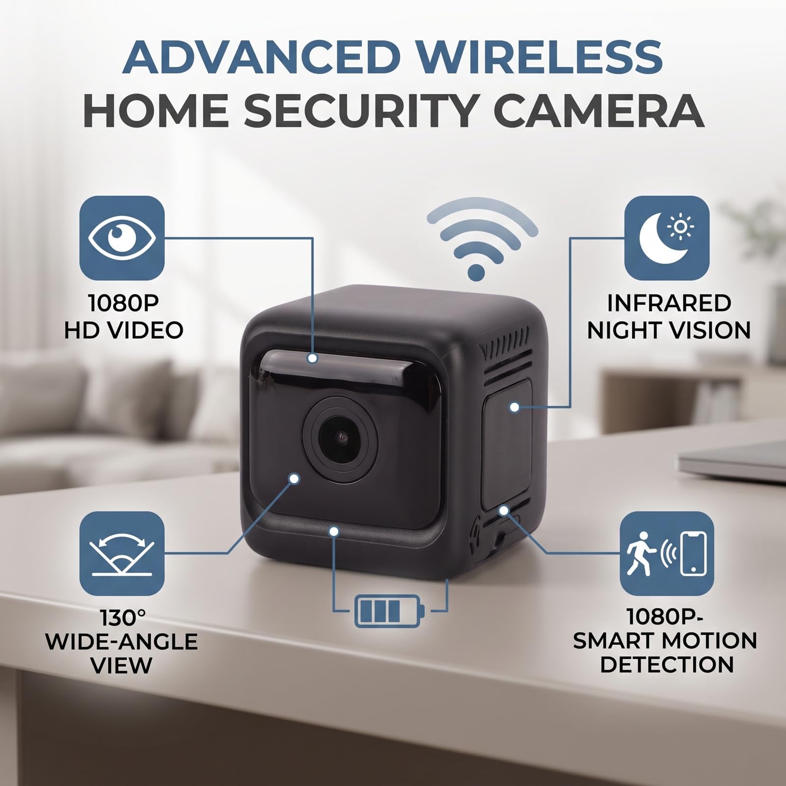 Telecamera di Sicurezza Interna WiFi 1080P 2,4 GHz (BLACK)
