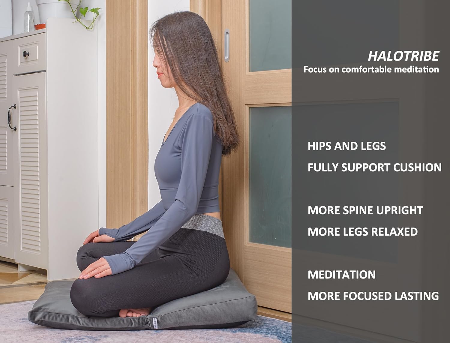 Meditation Cushion,Velvet Meditation Pillow and Zabuton 2-in-1 Portable Design(50 * 70CM). (Dark Gray, Service H：9cm)