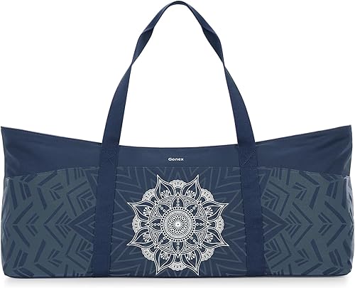 Gonex Bolsa para esterilla de yoga, bolsa de gimnasio de lona extra grande con bolsillo impermeable, cremallera de metal, se adapta a tapetes y
