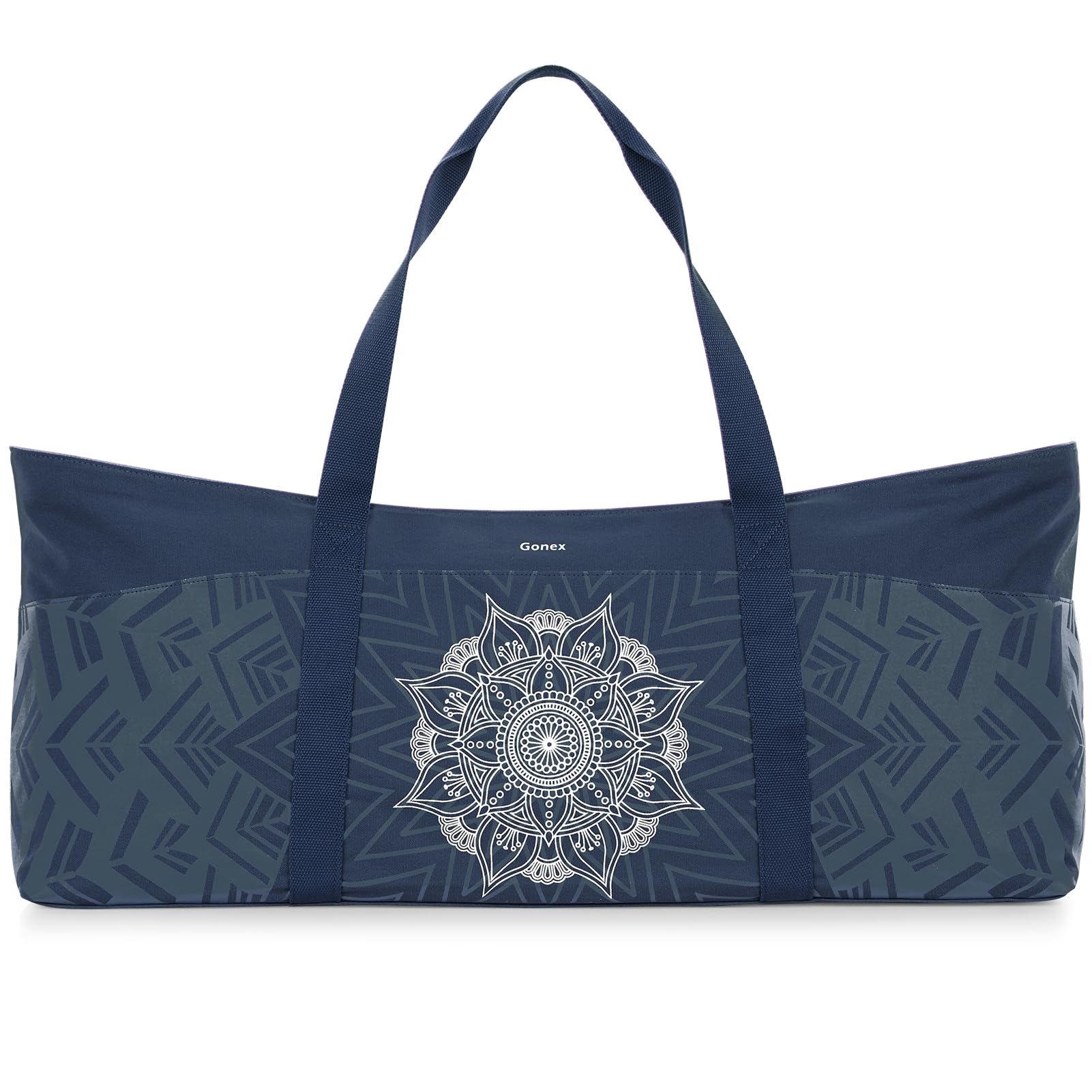 Gonex Yoga Mat Bag, Extra Large Canvas Gym Bag with Waterproof Pocket Metal Zipper, Fits Mat & Blocks, Stylish Yoga Mat Carrier for Women, Ideal for Yoga, Pilates, Workout, Travel, Blue