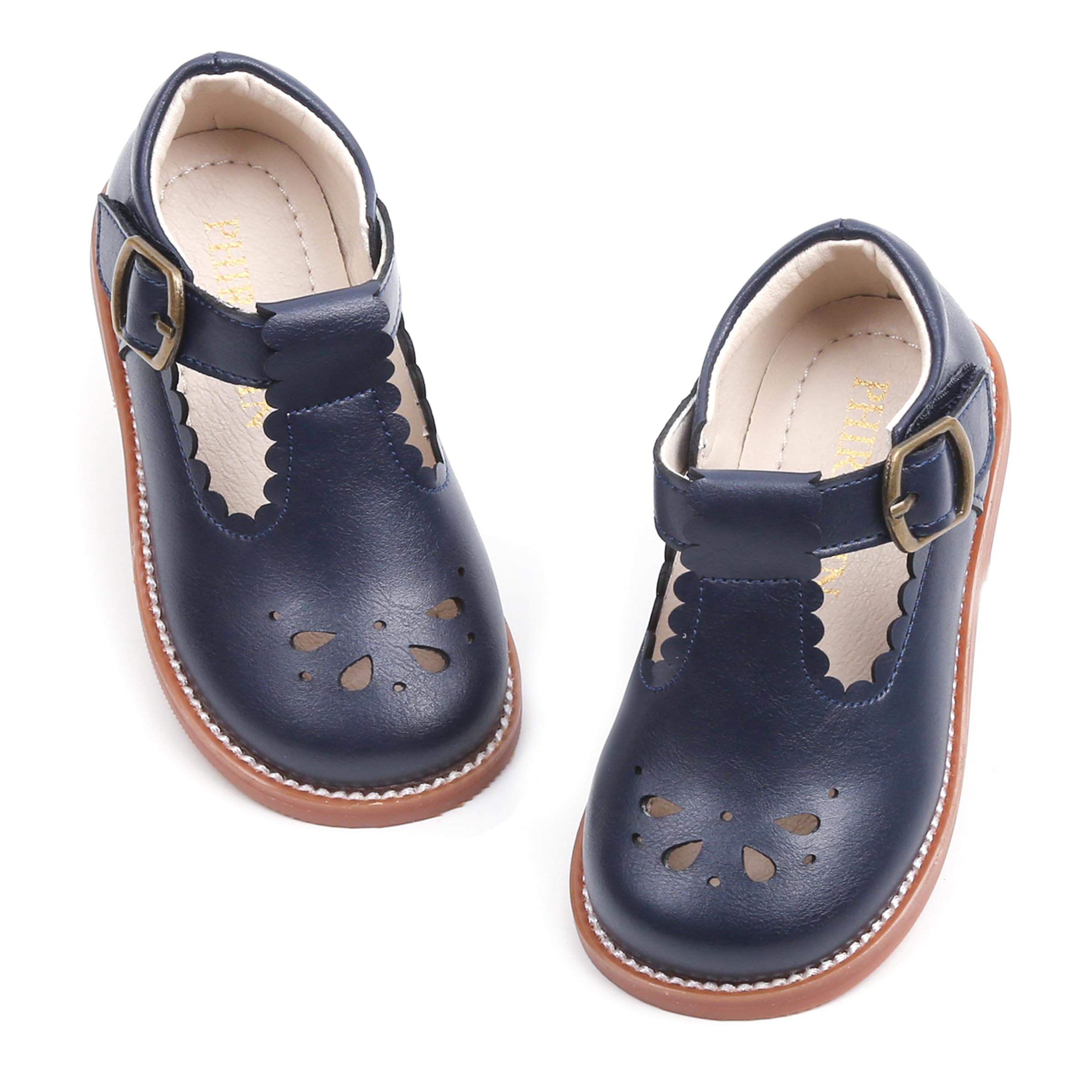 PHIRAMIN Toddler Flower Girl Dress Shoes - Little Girl Mary Janes Flats Wedding