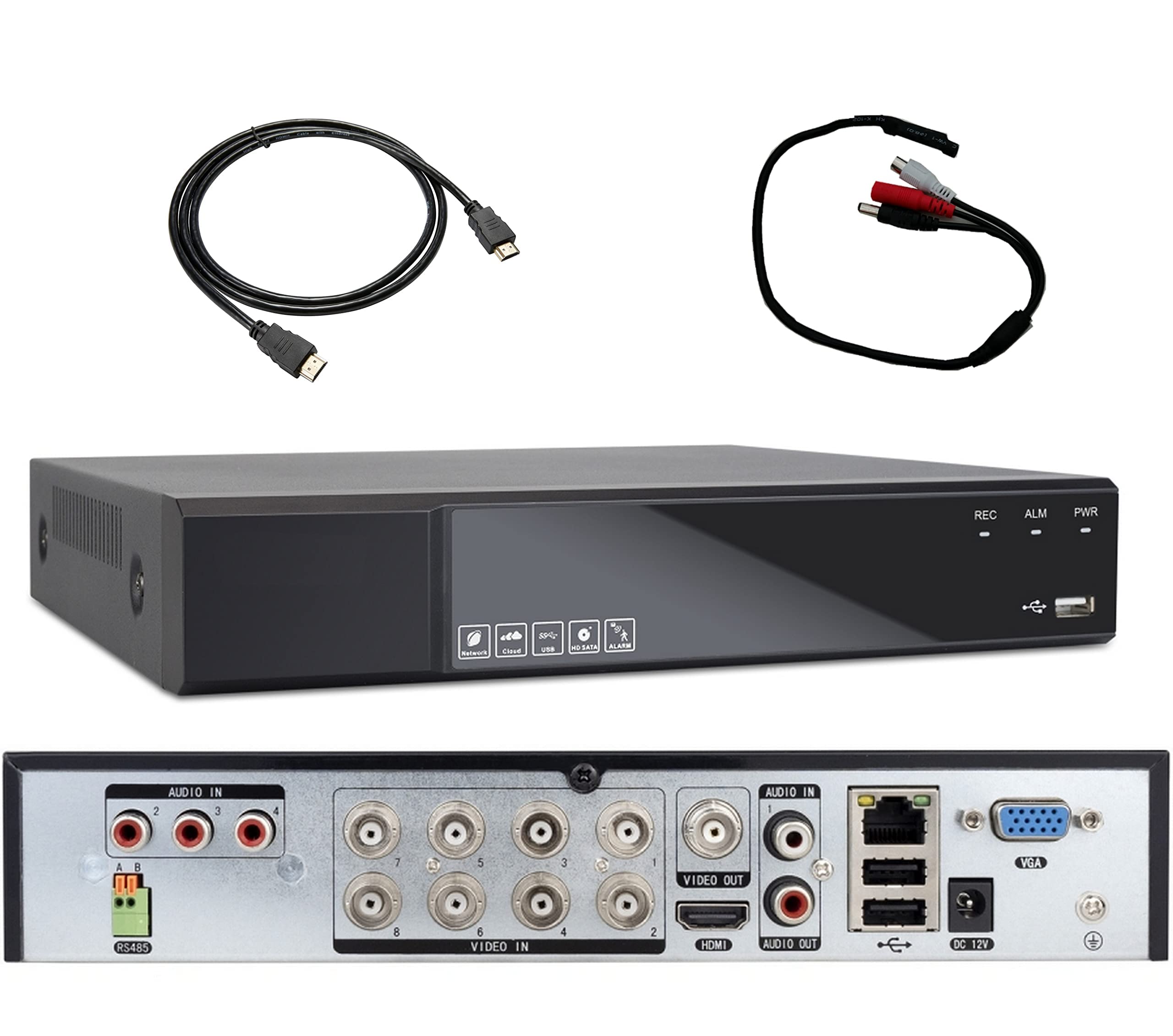 DVR XVR 8 CANALI IBRIDO 5 MP ULTRA HD P2P ITALIANO 5 IN 1 COMPATIBILE CON TUTTE LE TELECAMERE + 2 IP FISSI TOP DI GAMMA