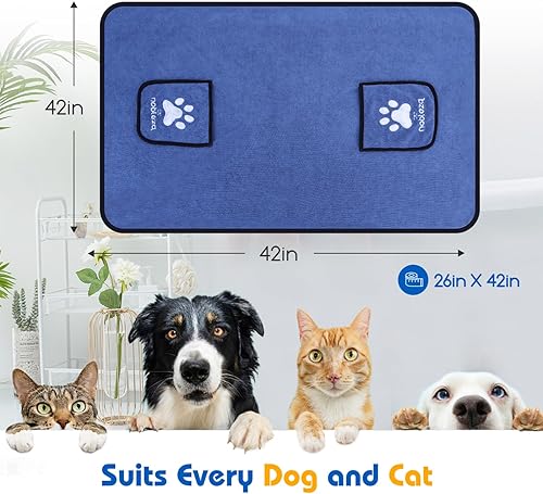 Miniatura 5 de Nobleza Toalla para perro toalla grande superabsorbente para mascotas con bolsillos de mano toallas de microfibra de secado rápido para secar perros