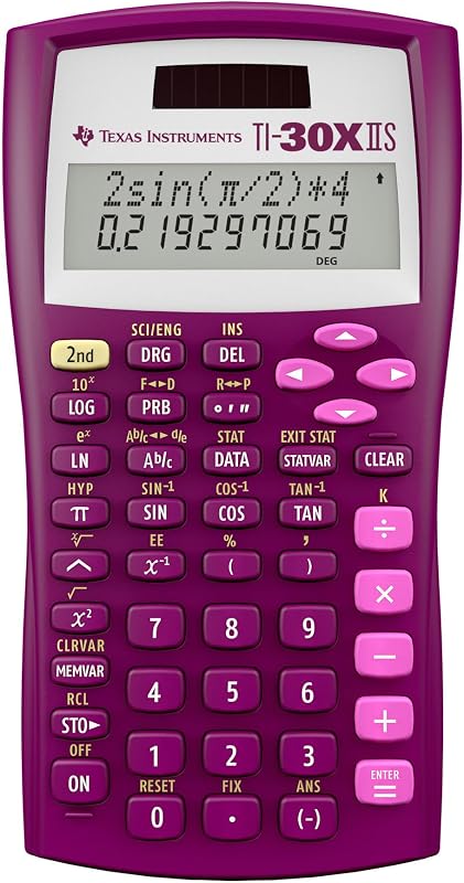 Calculadora científica Texas Instruments TI-30XIIS, frambuesa pequeña | Calculadora de dos líneas; Estadística y Funciones Científicas Avanzadas