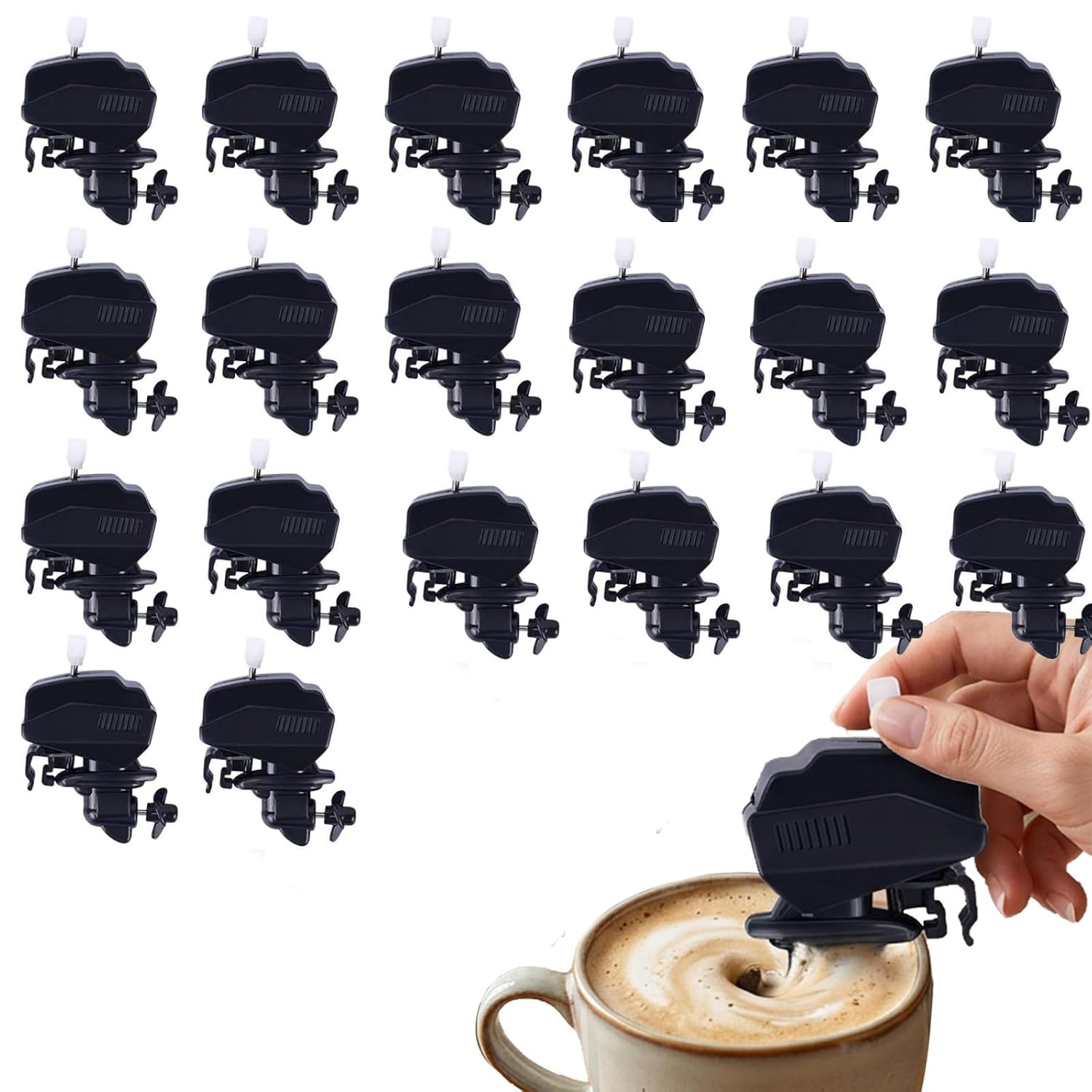 Boat Motor Coffee Stirrer, Wind Powered Mini Boat Engine Mixer, Stainless Steel Coffee Milk Blender, Fun Creative Bar Tool for Home Kitchen Party Drink Making (Black-20pcs)