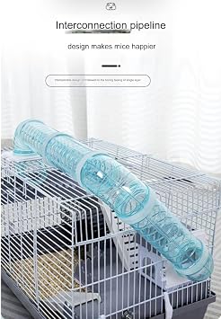 Spacious Hamster cage Guinea Pig Cage & Rabbit Cage Pet CageHamster Cage Hamster House,Rat CageHamster Home Small Animal CageStarter Kit Habitat forPet Gerbils, Fun & Interactive Cage(Tea white gray 1