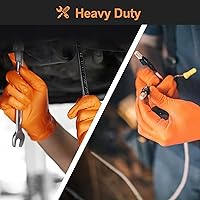 Vista 8 de TitanFlex Heavy Duty Orange Industrial Nitrile Gloves with Raised Diamond Texture, Latex Free (6mil/8mil)