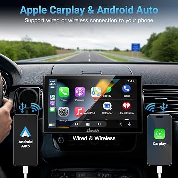 Carpuride YT09S IPS Double Din Car Stereo Radio Screen for Apple CarPlay and Android Auto, 9 Double Din Radio with Backup Cam, Siri, SWC, FM/AM, Mirror Link, Navigation, SD Card & USB Playback