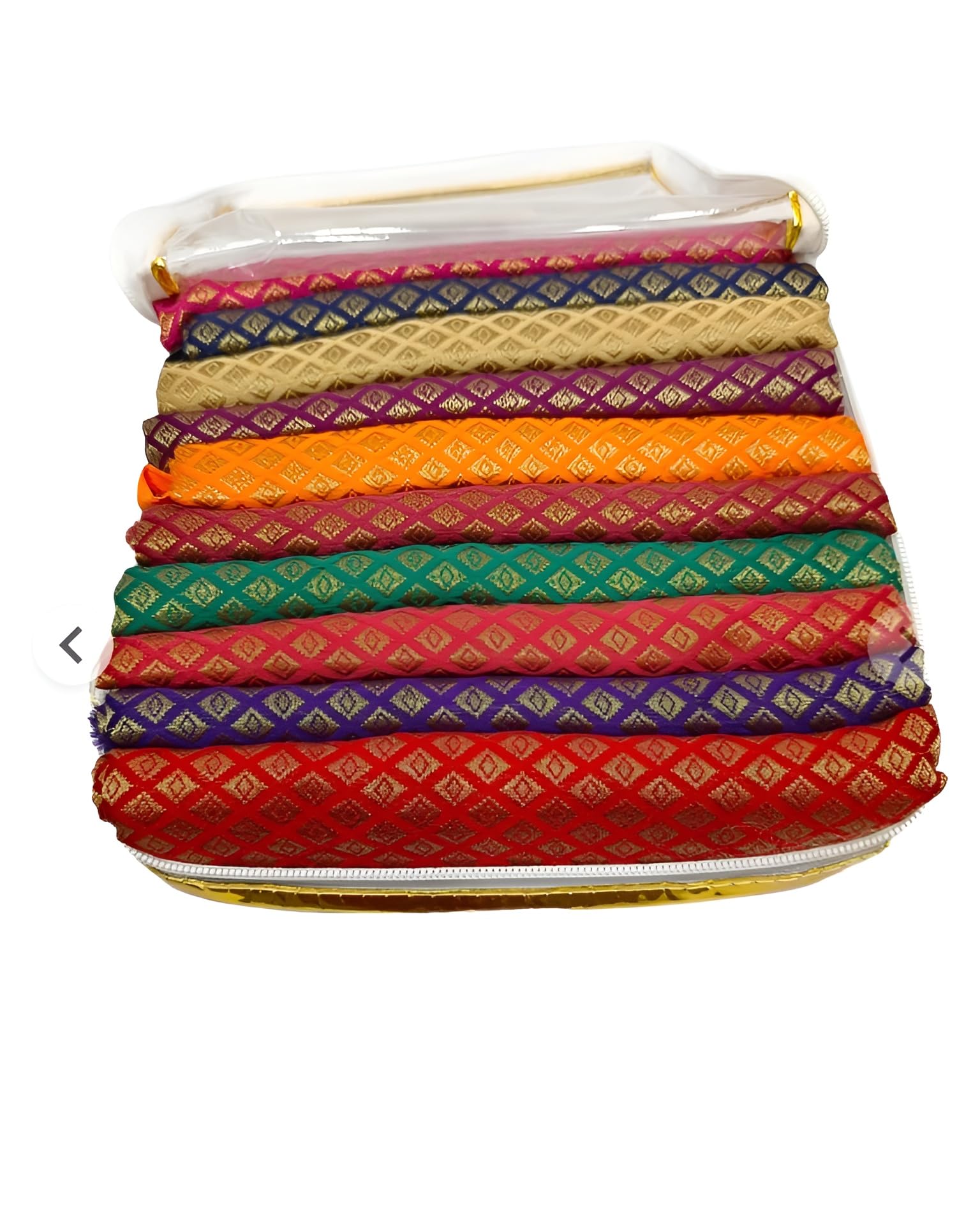 Women's Silk Unstitched Zari Work Blouse Materials (Multicolour, Free Size)- Navratri Special, Durga Puja Special, Oti Bharan, Ugadi Special - Pack of 10