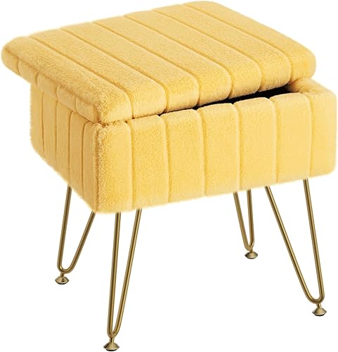 Miniatura 8 de Greenstell Taburete de tocador de piel sintética con almacenamiento, 15.7 pulgadas de largo x 11.8 pulgadas de ancho x 19.4 pulgadas de alto,