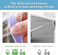 Vista 4 de NiHome Paquete de 10 popotes de silicona reutilizables, diseño abrible, fáciles de limpiar, pajitas de grado alimenticio de primera calidad, sin