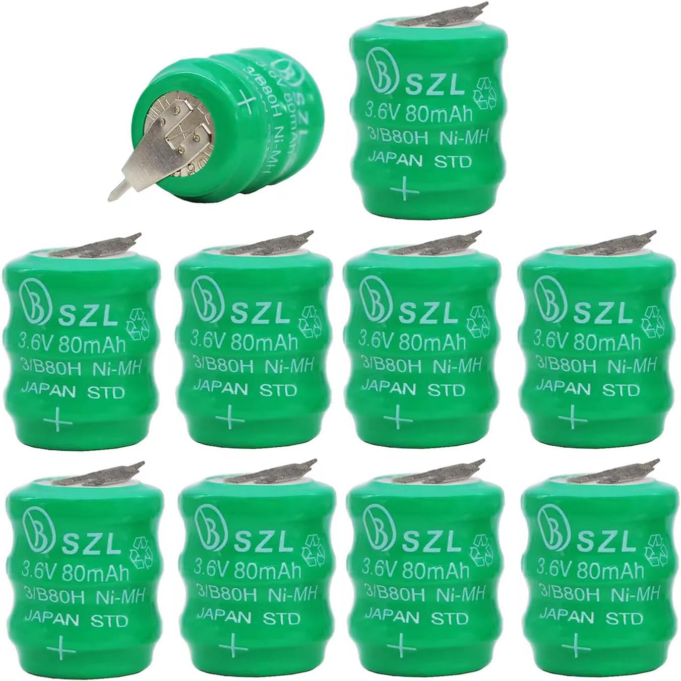 10 Pack 3.6V 80mAh Ni-MH Battery for Varta 3/V80H 55608303012 PLC CNC Chip Data Power Supply 2 Pin