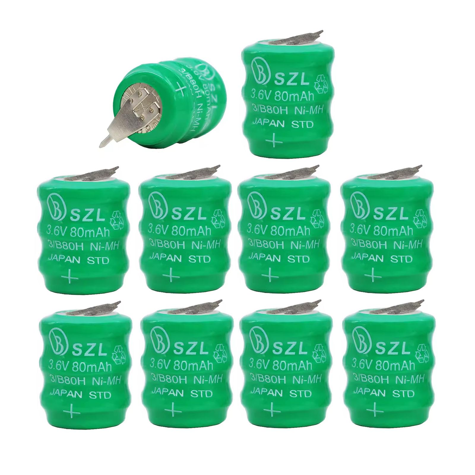 STEPMAX 10 Pack 3.6V 80mAh Ni-MH Battery for Varta 3/V80H 55608303012 PLC CNC Chip Data Power Supply 2 Pin