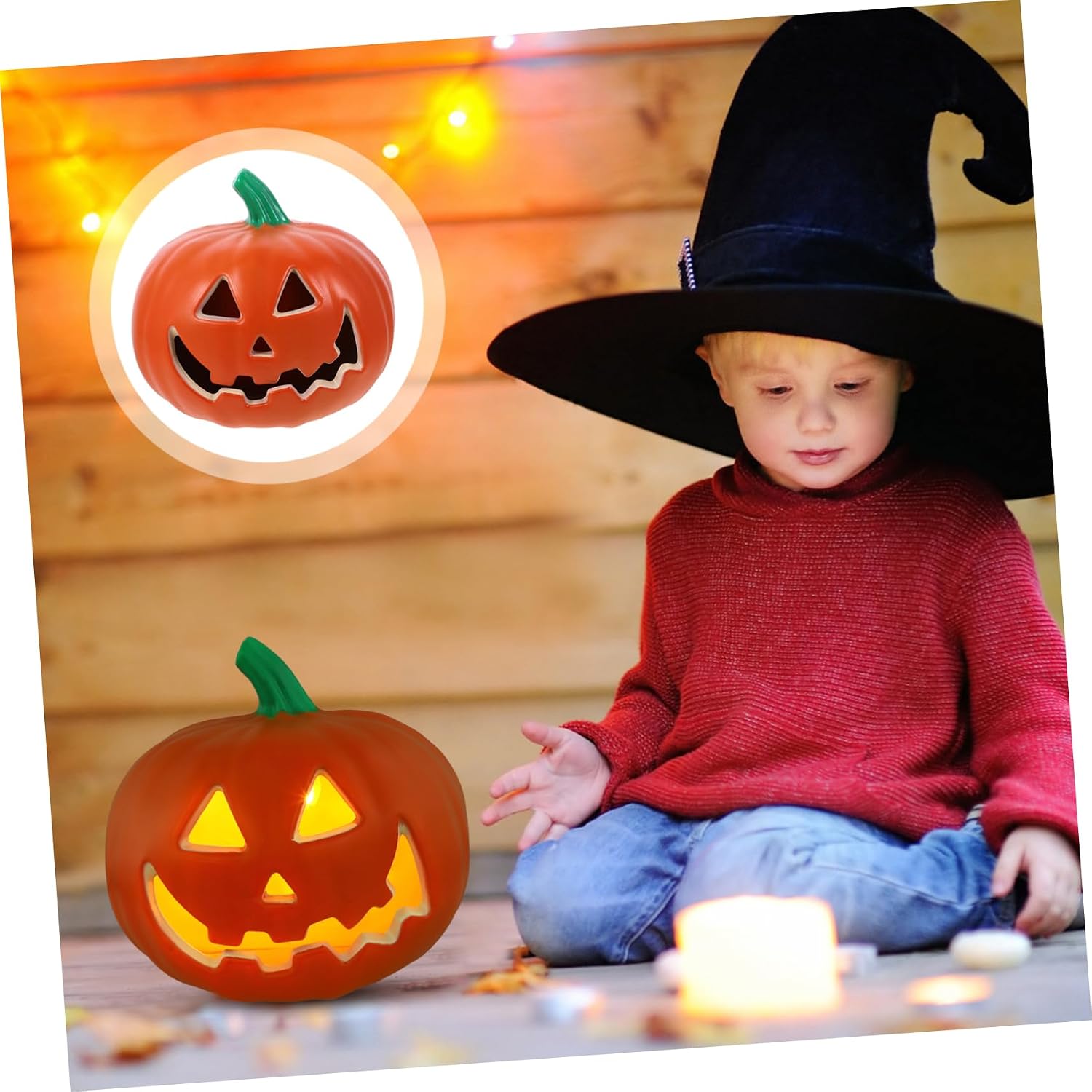 PRETYZOOM Light Up Pumpkin Halloween Decoration LED Pumpkin Craft for Parties Festivals and Indoor Decor High Brightness for Tabletop and Haunted House Decor