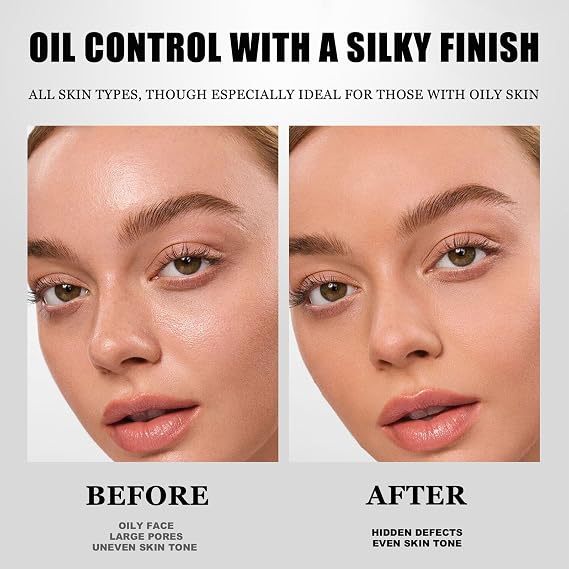 Colour Correcting Powder Foundation, Baked Foundation Long-lasting 24H Wear, Brighten Foundation Powder, Shimmer Brick Pressed Bronzer, Water & Sweat Resistant (#03 Light Beige)