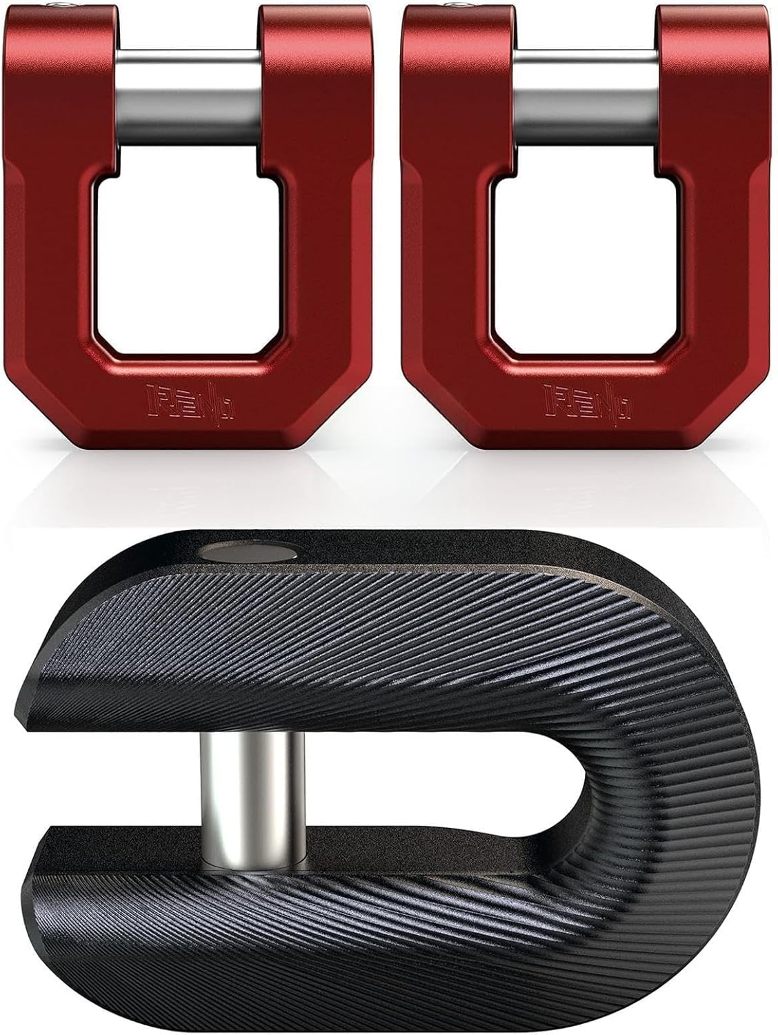 RENO 3/4" D Ring Shackle (RED) + Winch Shackle Mount (Black)