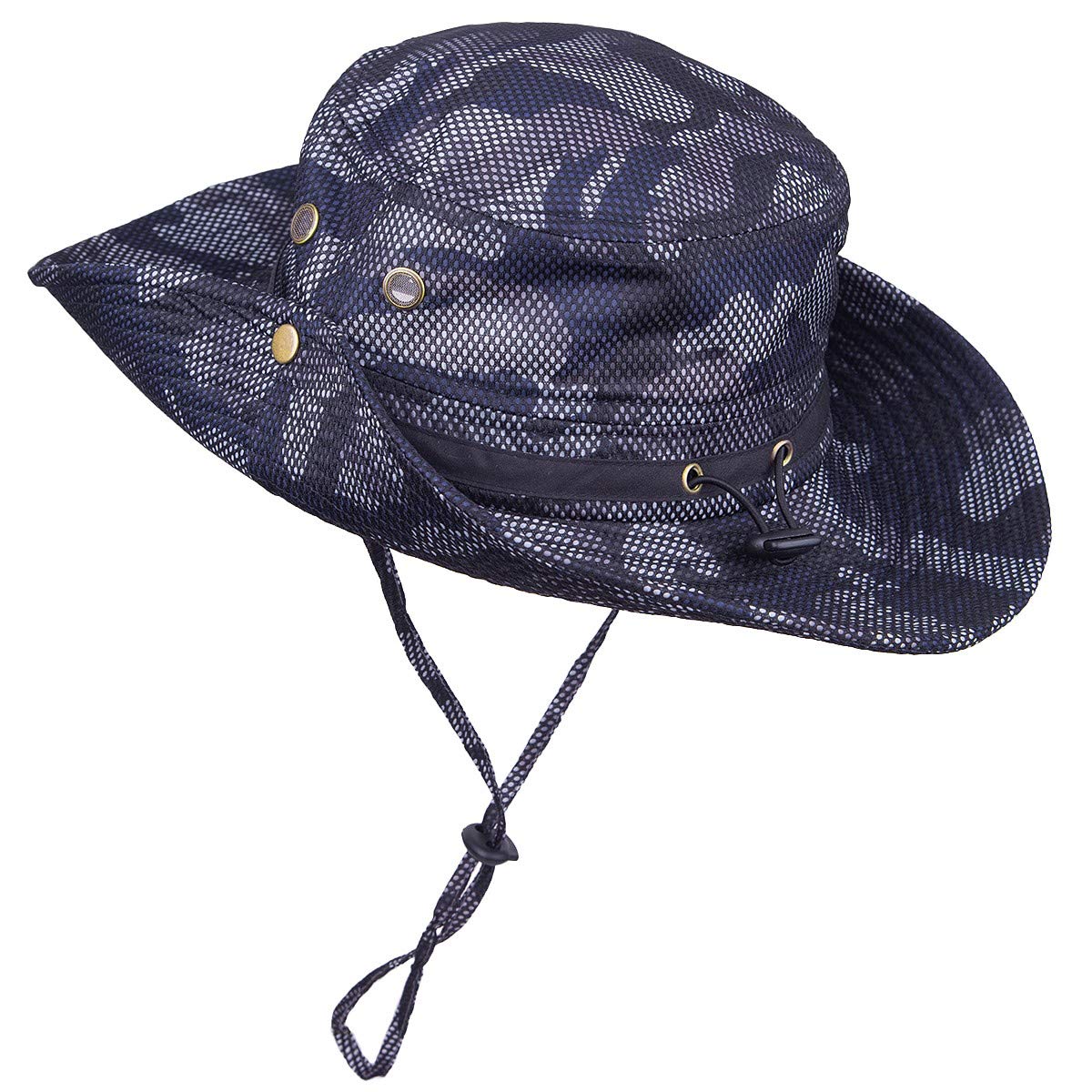 Sportmusies Sombrero de pesca al aire libre, transpirable, de ala ancha, protección solar