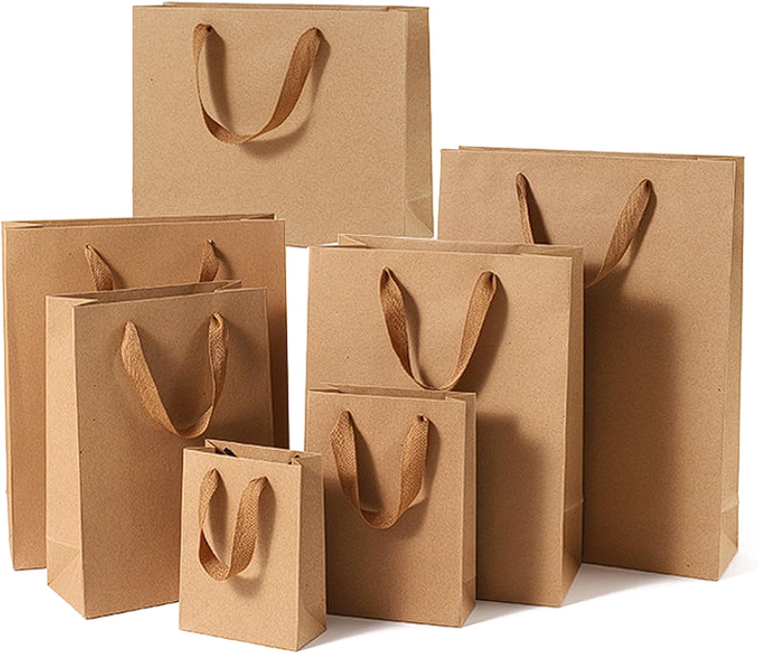 Hja Boutiques US 20-Pack Heavy Duty Kraft Paper Tote Bags with Cotton Rope Handle Shopping Bags for Clothing, Apparel, Flowers, Eyewear Gift Wrapping Supplies(16 * 8 * 22cm)