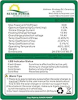 Vista 5 de SUNER POWER 30W 12V Solar Battery Charger Maintainer, Built-in Smart MPPT Charge Controller, Adjustable Mount Bracket, Waterproof 30 Watt Solar