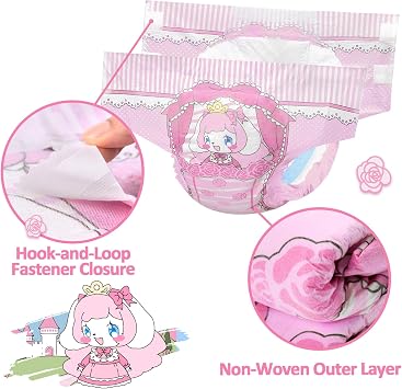 LittleForBig 5500-5800 ml Adult Printed Diaper 2 Pieces - Little Beauty (M)