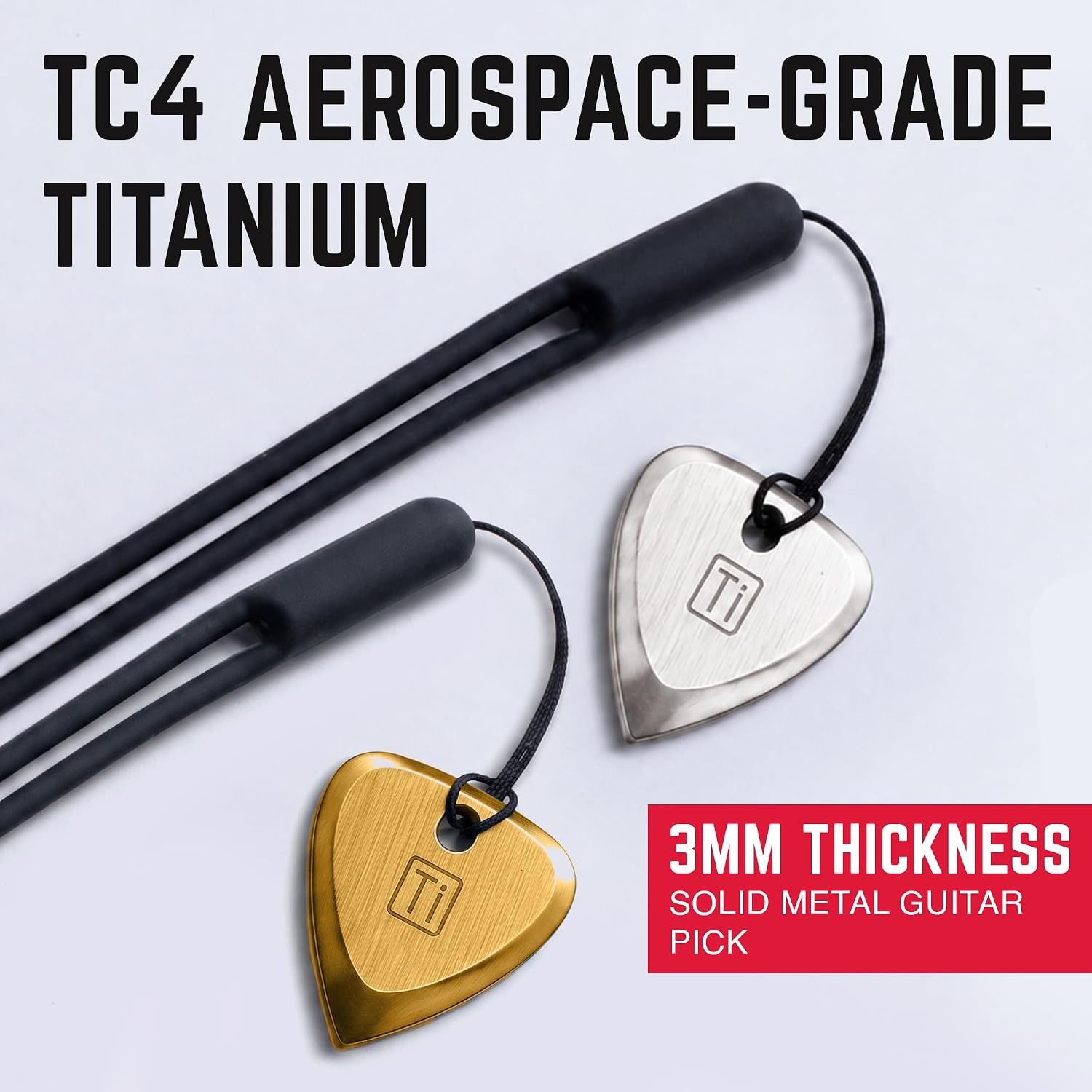GPCA Titanium Guitar Pick Comes w/Wrist Strap, 3mm Thick image 2
