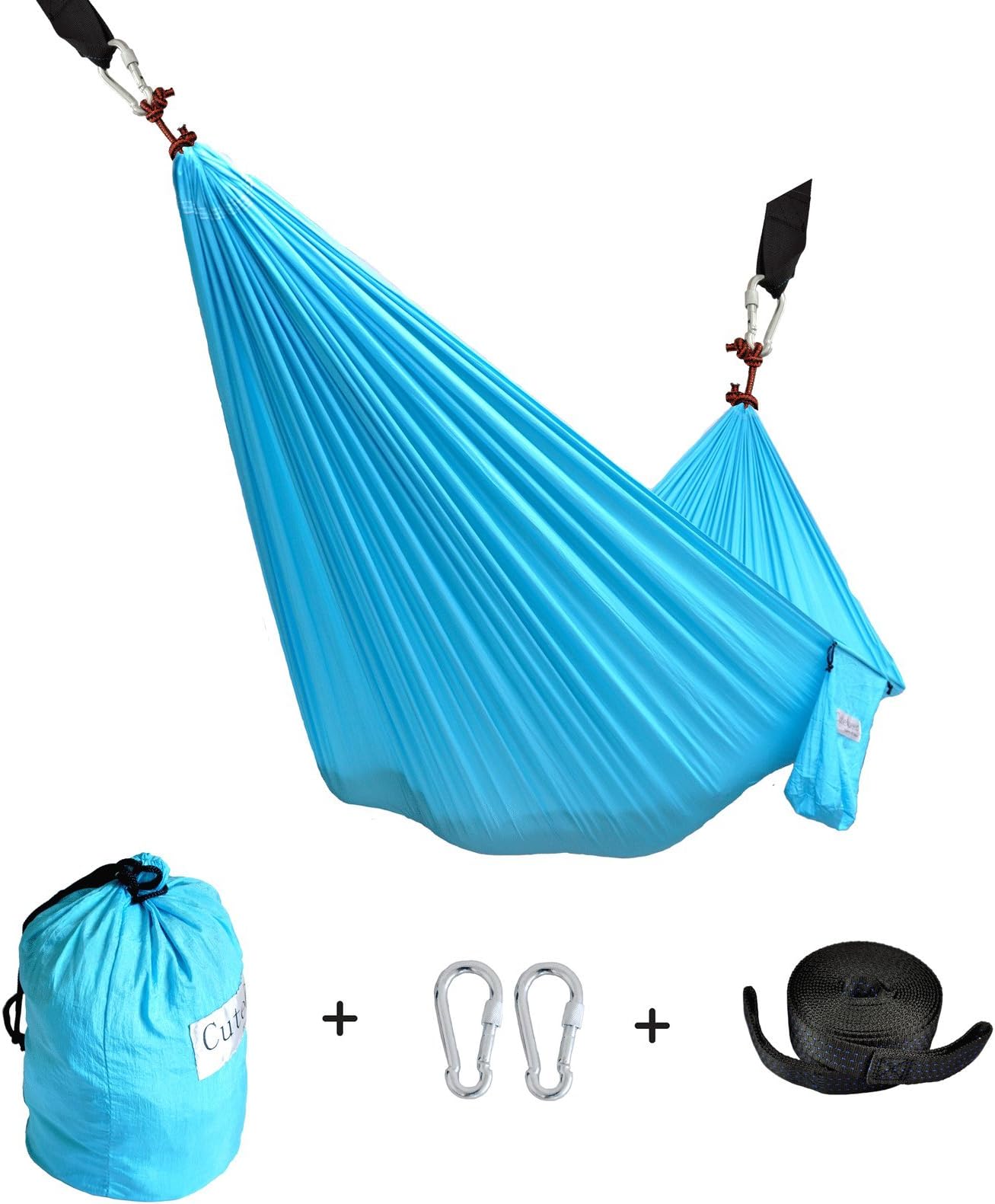 Trading Single Nest Parachute Nylon Fabric Hammock with Tree Straps;Color: Sky Blue
